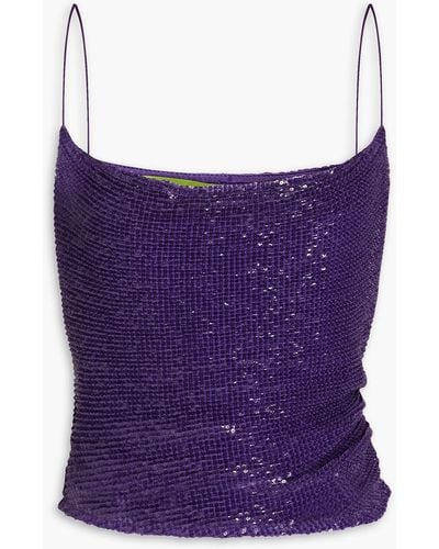 GAUGE81 Lilburn Cropped Sequined Tulle Top - Purple