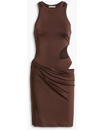 Et Ochs Skylar Cutout Draped Jersey Mini Dress - Brown