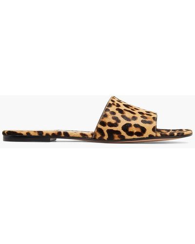 Gianvito Rossi Leopard-print Calf Hair Slides - Brown