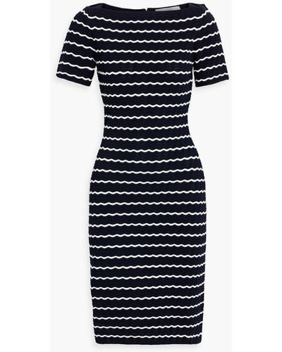 Carolina Herrera Striped Pointelle-knit Dress - Blue