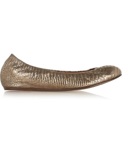 Lanvin Metallic Lizard-effect Leather Ballet Flats