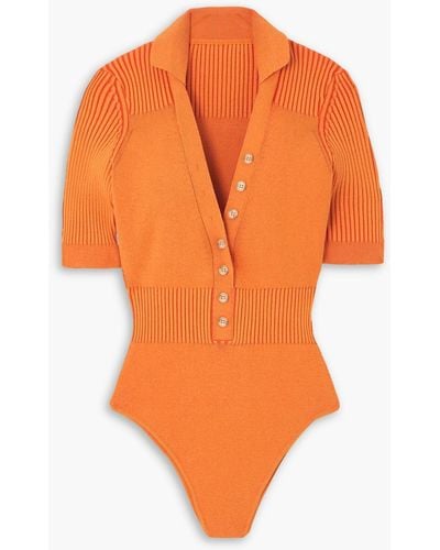 Jacquemus Yauco Ribbed-knit Bodysuit - Orange