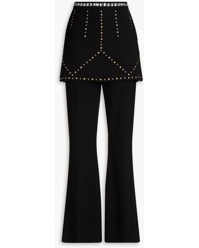 Zuhair Murad Embellished Layered Crepe Flared Trousers - Black