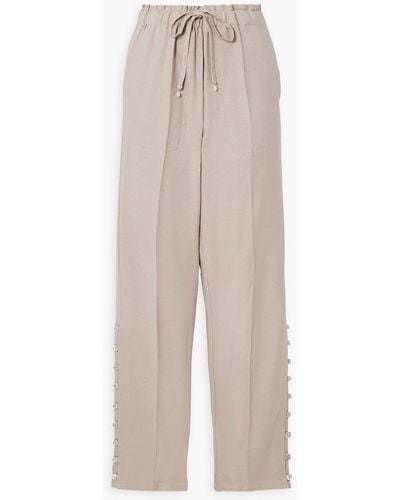 Altuzarra Catkin Embellished Linen-blend Twill Straight-leg Pants - White