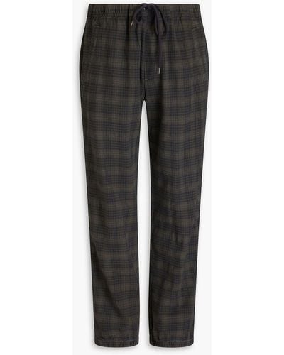 James Perse Checked Stretch-cotton Twill Trousers - Black