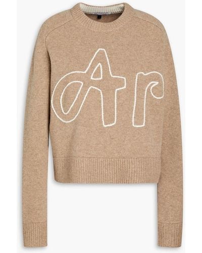 Bella Freud Embroidered Merino Wool Sweater - Natural