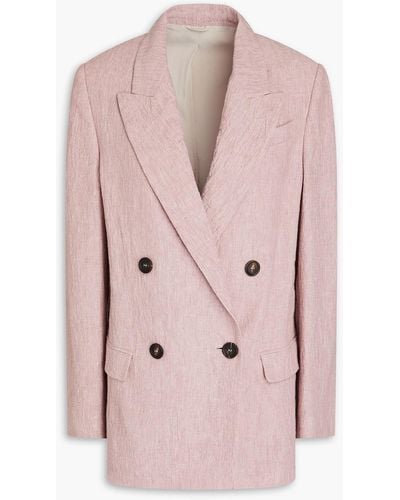 Brunello Cucinelli Doppelreihiger blazer aus leinen - Pink
