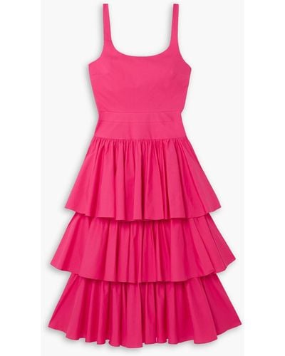 Molly Goddard Alexis Tiered Cotton Midi Dress - Pink