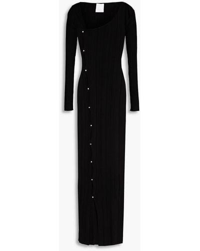 Paris Georgia Basics Lola Cutout Studded Ribbed-knit Maxi Dress - Black