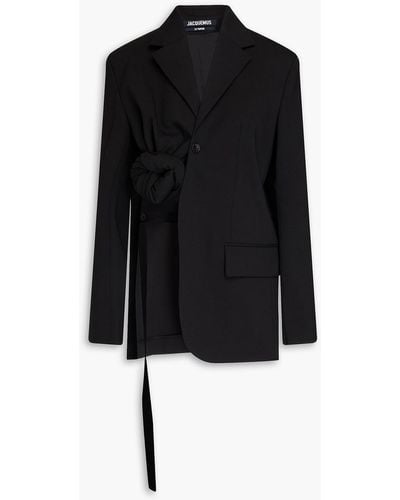 Jacquemus Baccala Asymmetric Knotted Wool-blend Blazer - Black