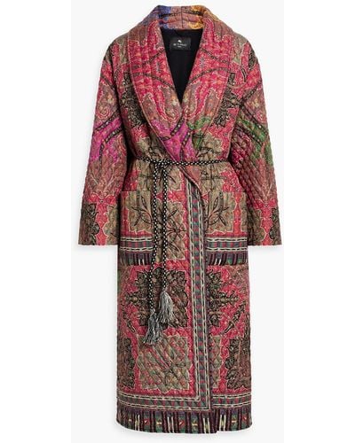 Etro Quilted Printed Silk Coat - Red