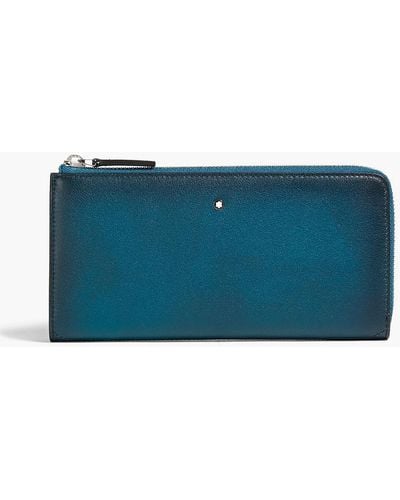 Montblanc Logo-appliquéd Textured-leather Wallet - Blue