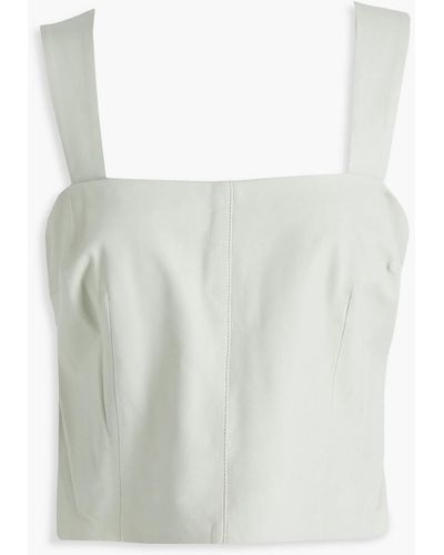 Vince Cropped Leather Top - White