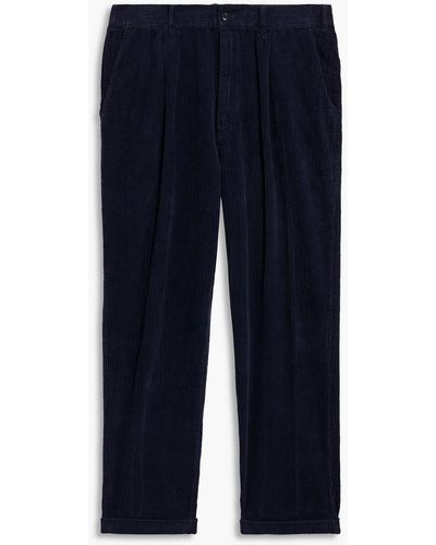 Alex Mill Pleated Cotton-corduroy Chinos - Blue