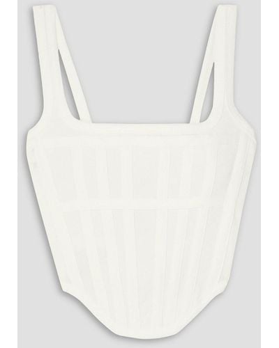 Dion Lee Canvas-trimmed Knitted Cotton Bustier Top - White