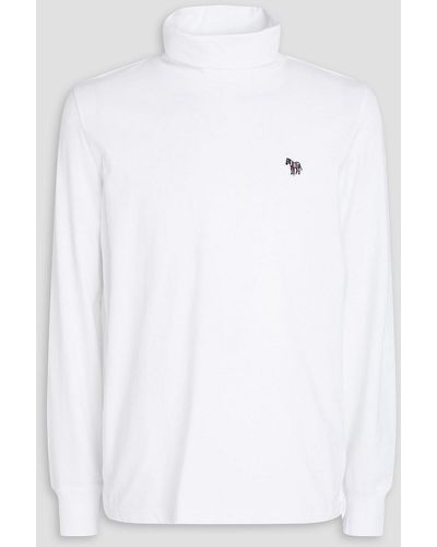 Paul Smith Appliquéd Cotton-jersey Turtleneck T-shirt - White