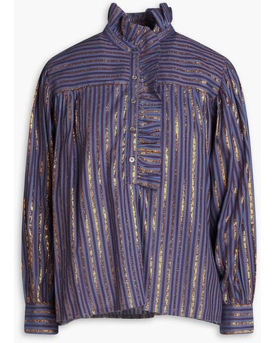 Antik Batik Gestreifte bluse aus twill mit metallic-effekt - Lila