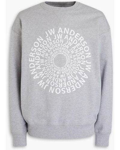 JW Anderson Embroidered French-cotton Terry Sweatshirt - Grey