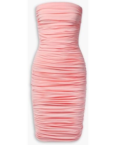 Interior Shelley Strapless Ruched Cotton-jersey Mini Dress - Pink
