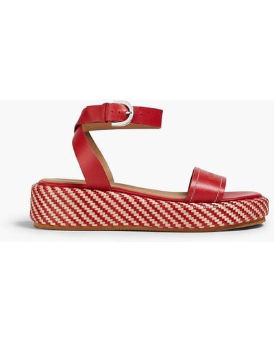 Emporio Armani Leather Platform Sandals - Red