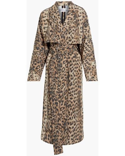 Victoria Beckham Belted Leopard-print Shell Trench Coat - Multicolor