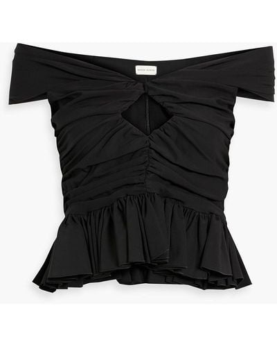 Magda Butrym Off-the-shoulder Ruched Silk-blend Jersey Top - Black