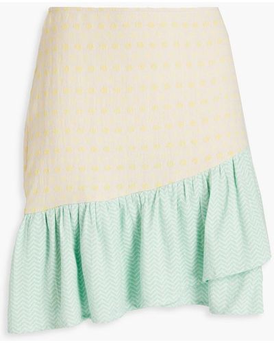 Summery Copenhagen Soffi Two-tone Cotton-jacquard Mini Skirt - Green
