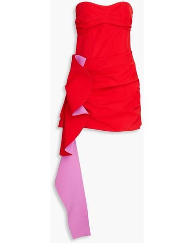 Jonathan Simkhai Adina Strapless Draped Crepe Mini Dress - Red