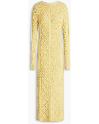 REMAIN Birger Christensen Carmain Cable-knit Cotton-blend Midi Dress - Yellow