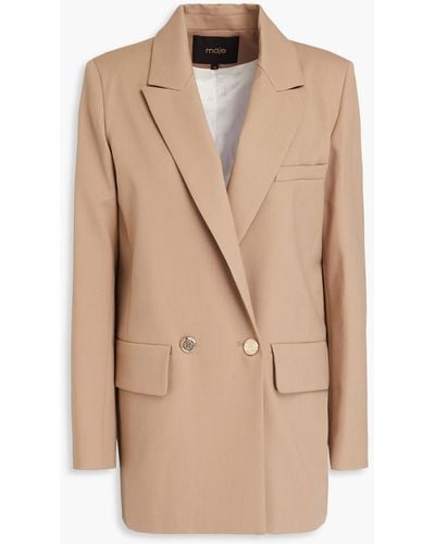 Maje Double-breasted Twill Blazer - Natural