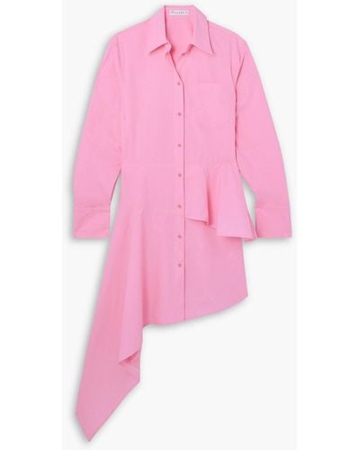JW Anderson Cotton-poplin Peplum Shirt Dress - Pink