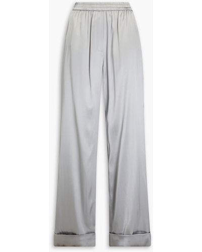 Dolce & Gabbana Kim Silk-blend Satin Wide-leg Pants - Grey