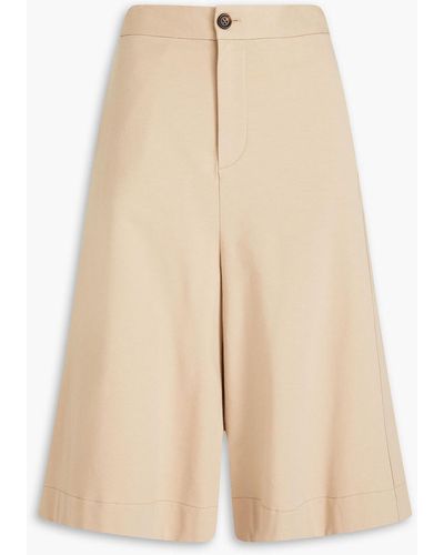 Brunello Cucinelli Bead-embellished Stretch-cotton Jersey Culottes - Natural