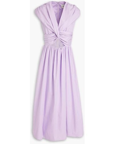 TOVE Twisted Cutout Cotton-poplin Midi Dress - Purple