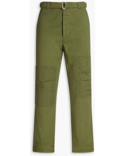 Officine Generale Edouard Belted Cotton-blend Twill Pants - Green