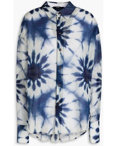 Bassike Printed Organic Cotton-voile Shirt - Blue