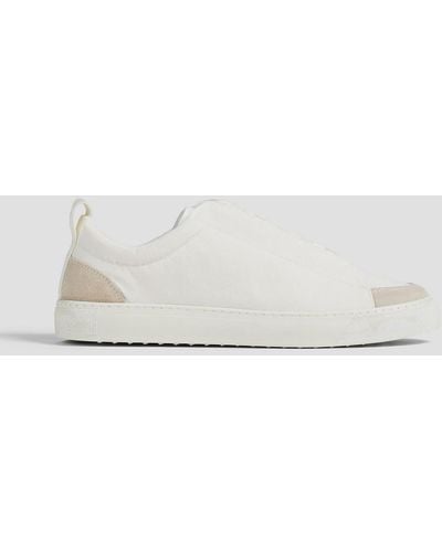 James Perse Suede-trimmed Canvas Trainers - White