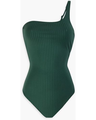 Onia Wren One-shoulder Ribbed Swimsuit - Green