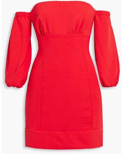 ViX Mercia Off-the-shoulder Gathe Textu Crepe Mini Dress - Red