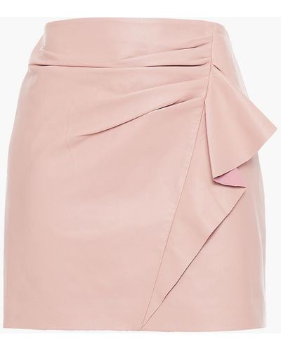 Michelle Mason Ruffled Leather Mini Skirt - Pink