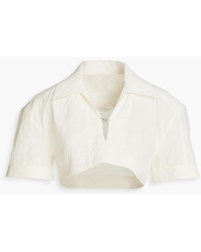 Jacquemus Bebi Cropped Hemp And Cotton-blend Shirt - White