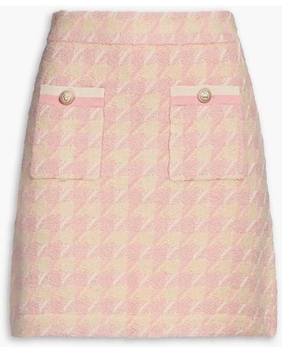 Sandro Louisa Houndstooth Jacquard-knit Cotton-blend Mini Skirt - Pink