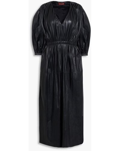 Altuzarra Pleated Leather Midi Dress - Black
