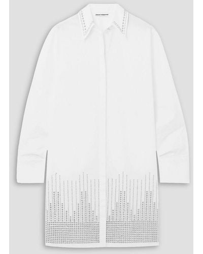 Rabanne Studded Cotton-poplin Mini Shirt Dress - White