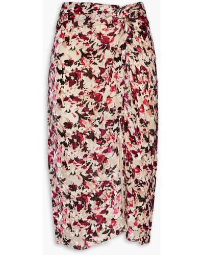 Rag & Bone Knotted Printed Devoré-velvet Midi Skirt - Natural