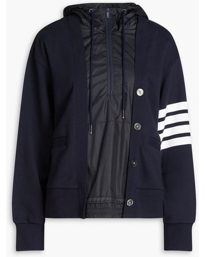 Thom Browne Ripstop-paneled French Cotton-terry Hooded Jacket - Blue