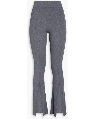 REMAIN Birger Christensen Omly Ribbed-knit Flared Trousers - Grey