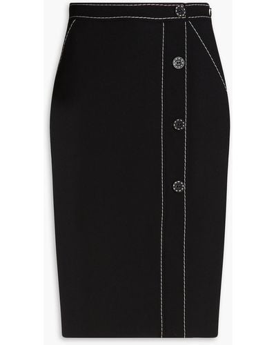 Boutique Moschino Topstitched Twill Skirt - Black