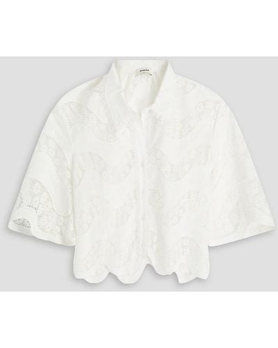 Sandro Scalloped Crocheted Lace And Poplin Shirt - White