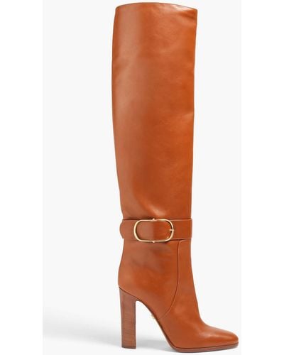 Dolce & Gabbana Buckled Leather Over-the-knee Boots - Brown
